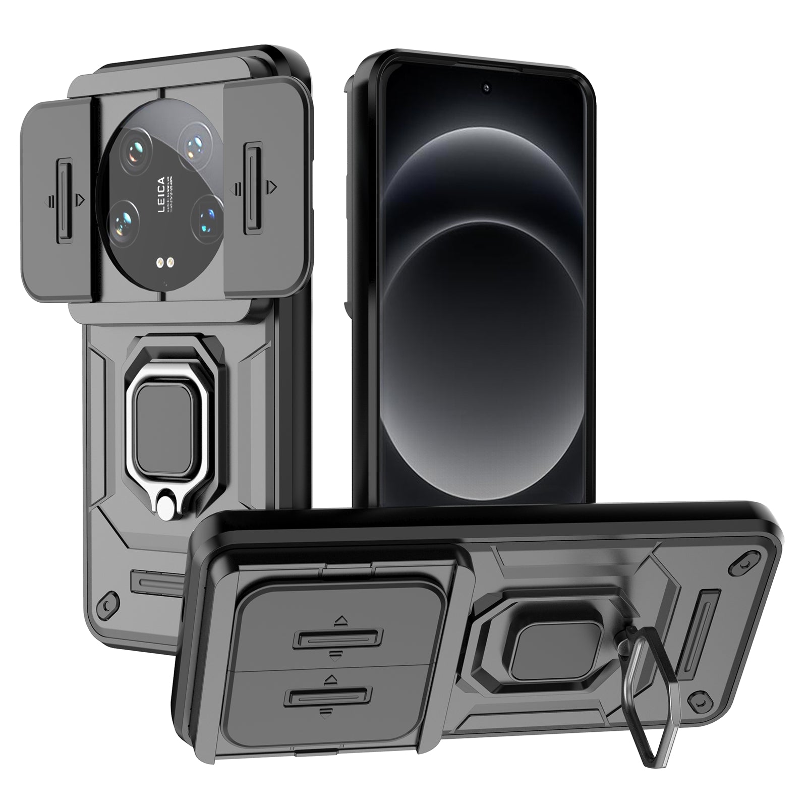 For Xiaomi 14 Ultra Case PC+TPU Kickstand Phone Shell with Slide Lens Cover For Xiaomi 14 Ultra Case PC+TPU Kickstand Phone Shell with Slide Lens Cover